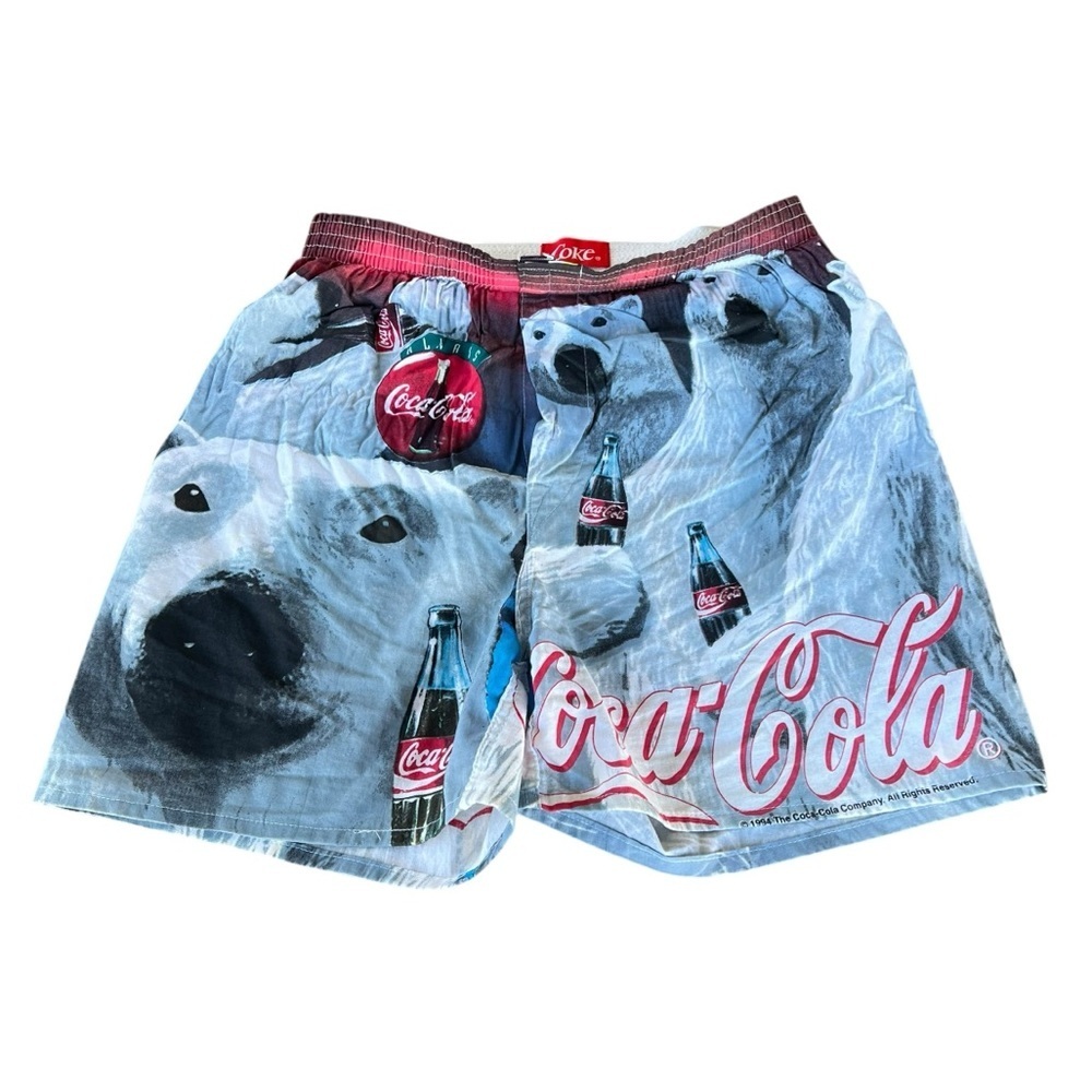 Vintage 90s Coca Cola Polar Bear Boxer Shorts Small NWOT Advertising Holiday